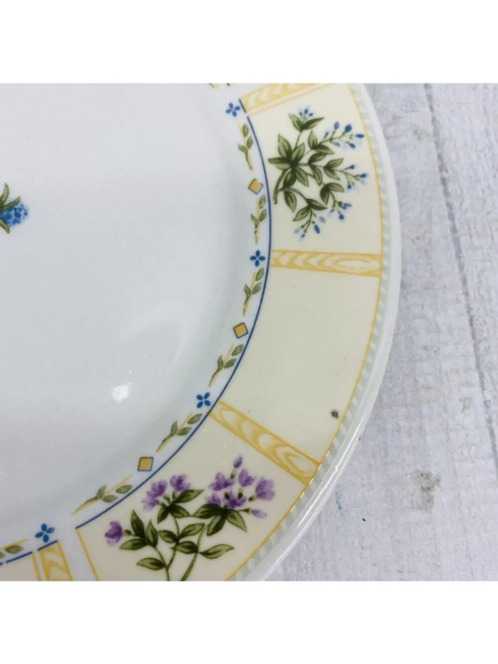 Lynn's China CLARYSSA Livingston Yellow Border Various Floral Salad Plate Set 4